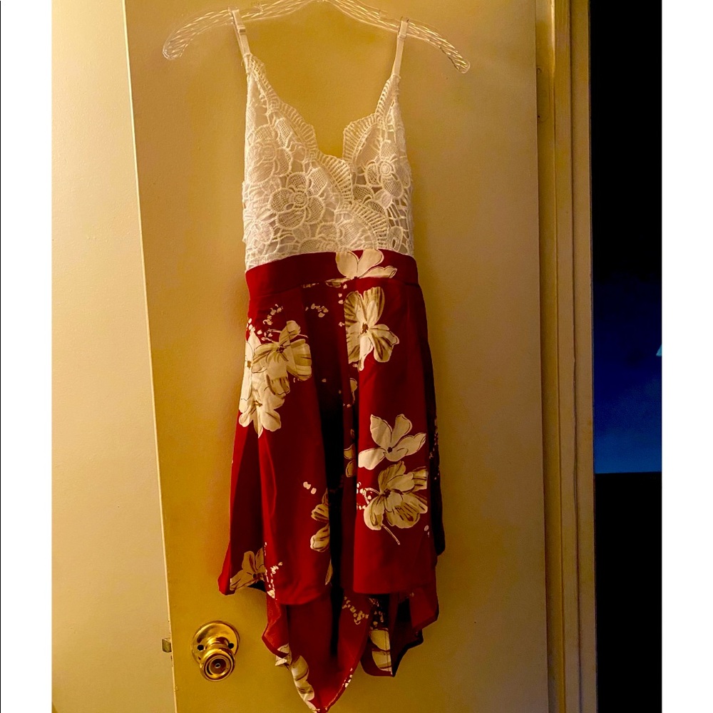 Boho Halter Backless Floral Lace Romper